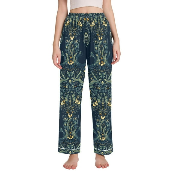 FORMRS Women's Pajama Pants with Pockets Soft Comfy Loungewear Sleep Bottom, Sizes S-2XL, Shadowy Forest Pattern