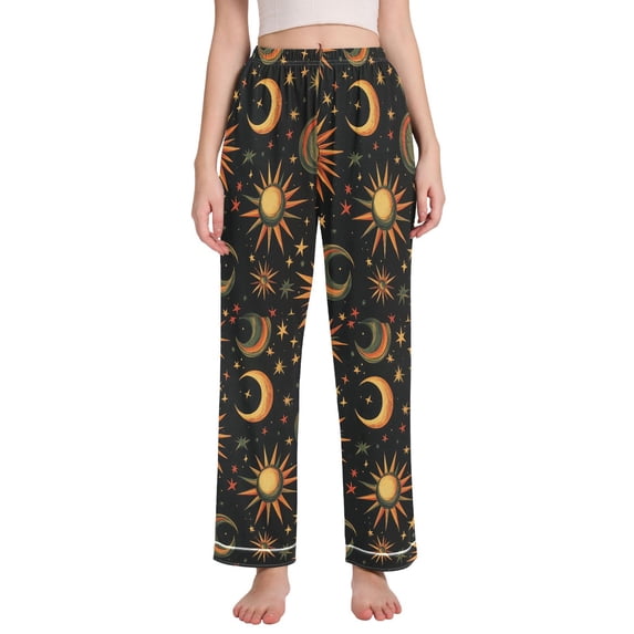 FORMRS Women's Pajama Pants with Pockets Soft Comfy Loungewear Sleep Bottom, Sizes S-2XL, Sun Moon and Stars Pattern