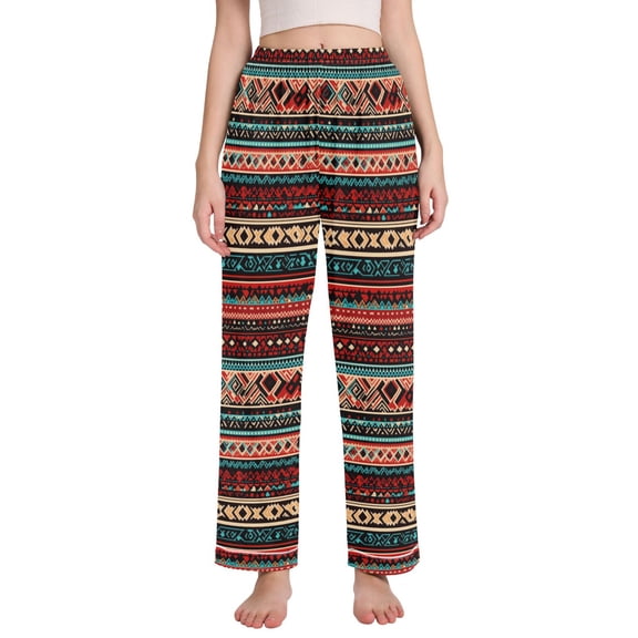FORMRS Women's Pajama Pants with Pockets Soft Comfy Loungewear Sleep Bottom, Sizes S-2XL, Tribal Geometric