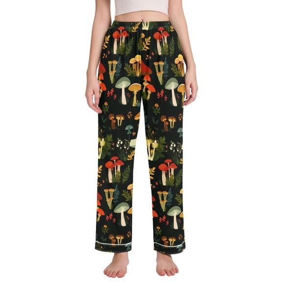 FORMRS Women's Pajama Pants with Pockets Soft Comfy Loungewear Sleep Bottom, Sizes S-2XL, Various Mushrooms Pattern
