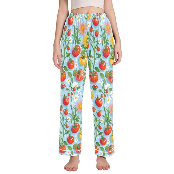 FORMRS Women's Pajama Pants with Pockets Soft Comfy Loungewear Sleep Bottom, Sizes S-2XL, Various Tomatoes