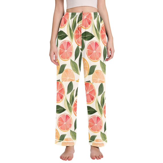 FORMRS Women's Pajama Pants with Pockets Soft Comfy Loungewear Sleep Bottom, Sizes S-2XL, Watercolor Grapefruit