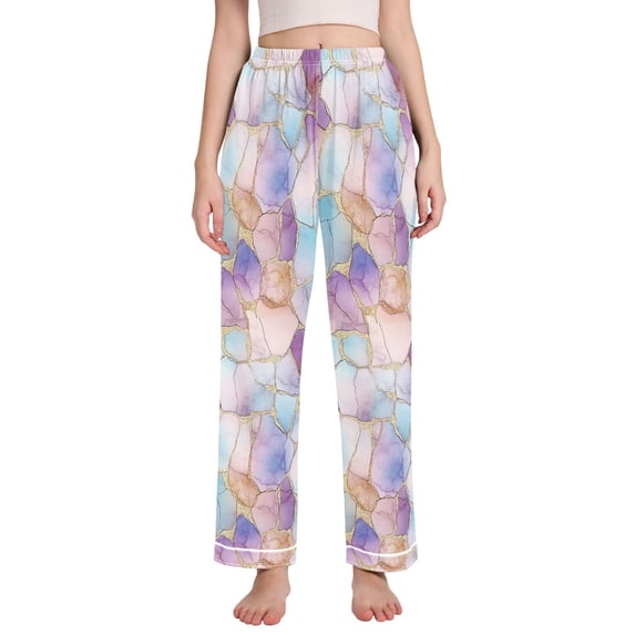 FORMRS Women's Pajama Pants with Pockets Soft Comfy Loungewear Sleep Bottom, Sizes S-2XL, Watercolor Marble Pattern