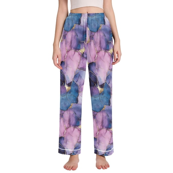FORMRS Women's Pajama Pants with Pockets Soft Comfy Loungewear Sleep Bottom, Sizes S-2XL, Watercolor Pink Marble Pattern