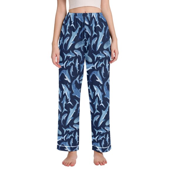 FORMRS Women's Pajama Pants with Pockets Soft Comfy Loungewear Sleep Bottom, Sizes S-2XL, Watercolor Shark Pattern