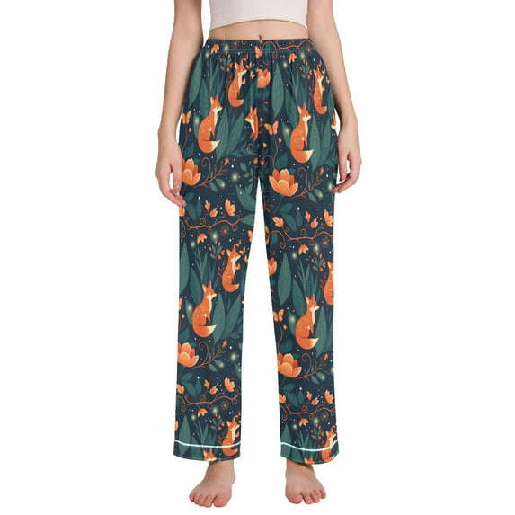 FORMRS Women's Pajama Pants with Pockets Soft Comfy Loungewear Sleep Bottom, Sizes S-2XL, Whimsical Foxes Pattern