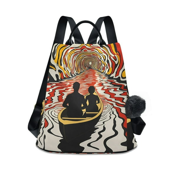 FORMRS Women's Travel Backpack Purse Anti-theft Hidden Pockets Casual Shoulder Bag, Abstract Boat Ride