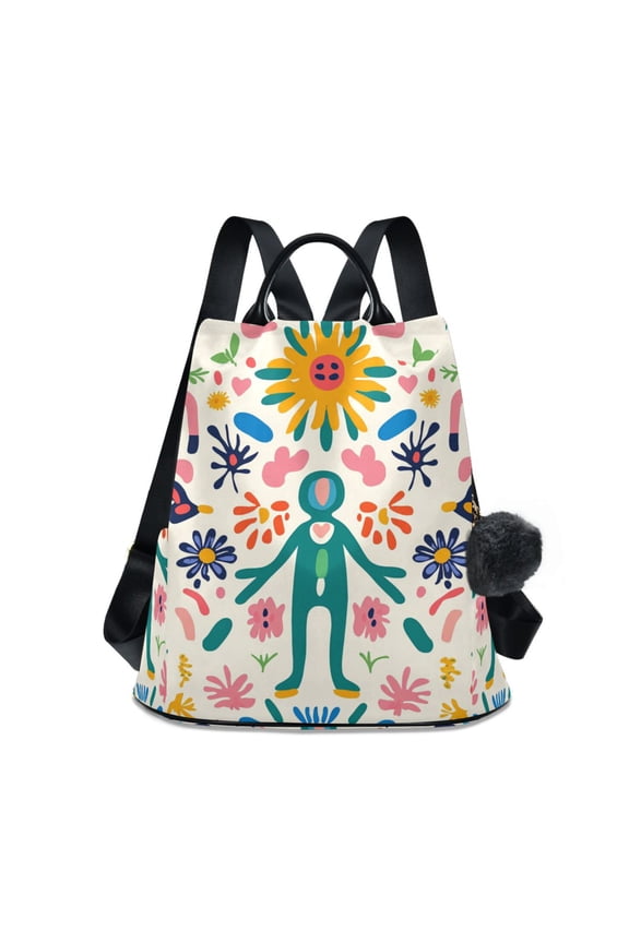Women's Travel Backpack Purse Anti-Theft Hidden Pockets Casual Shoulder Bag, Abstract Floral