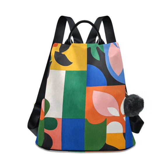 FORMRS Women's Travel Backpack Purse Anti-Theft Hidden Pockets Casual Shoulder Bag, Abstract Plants
