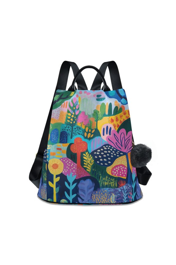 Women's Travel Backpack Purse Anti-Theft Hidden Pockets Casual Shoulder Bag, Art Plants