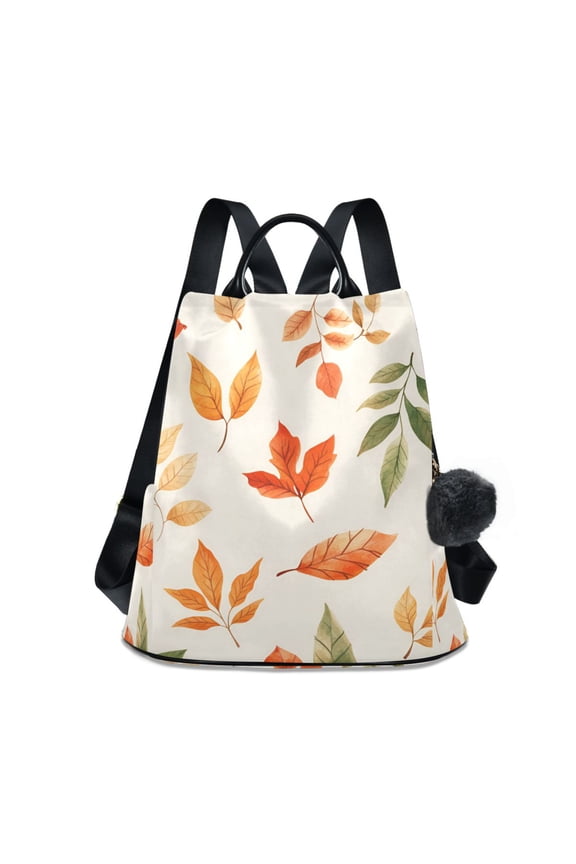 Women's Travel Backpack Purse Anti-theft Hidden Pockets Casual Shoulder Bag, Beige Autumn Leaves