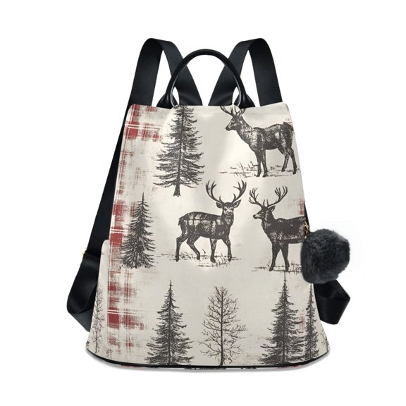 FORMRS Women's Travel Backpack Purse Anti-theft Hidden Pockets Casual Shoulder Bag, Beige Deer