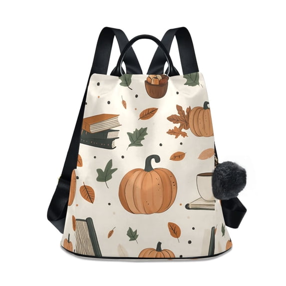 FORMRS Women's Travel Backpack Purse Anti-Theft Hidden Pockets Casual Shoulder Bag, Beige Fall Leaves