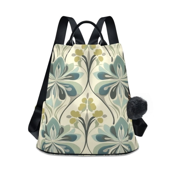 FORMRS Women's Travel Backpack Purse Anti-Theft Hidden Pockets Casual Shoulder Bag, Beige Floral Pattern