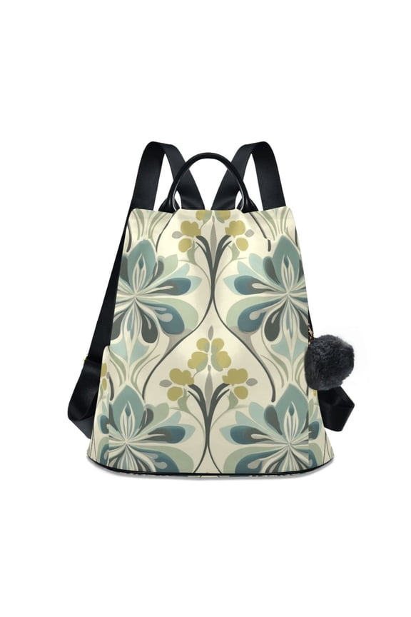 Women's Travel Backpack Purse Anti-Theft Hidden Pockets Casual Shoulder Bag, Beige Floral Pattern