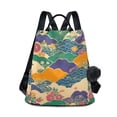 thumbnail image 1 of FORMRS Women's Travel Backpack Purse Anti-Theft Hidden Pockets Casual Shoulder Bag, Beige Floral Wave, 1 of 7