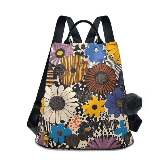 FORMRS Women's Travel Backpack Purse Anti-Theft Hidden Pockets Casual Shoulder Bag, Beige Flowers