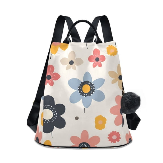 FORMRS Women's Travel Backpack Purse Anti-Theft Hidden Pockets Casual Shoulder Bag, Beige Retro Flower