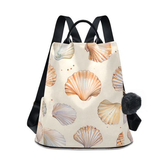 FORMRS Women's Travel Backpack Purse Anti-Theft Hidden Pockets Casual Shoulder Bag, Beige Seashell