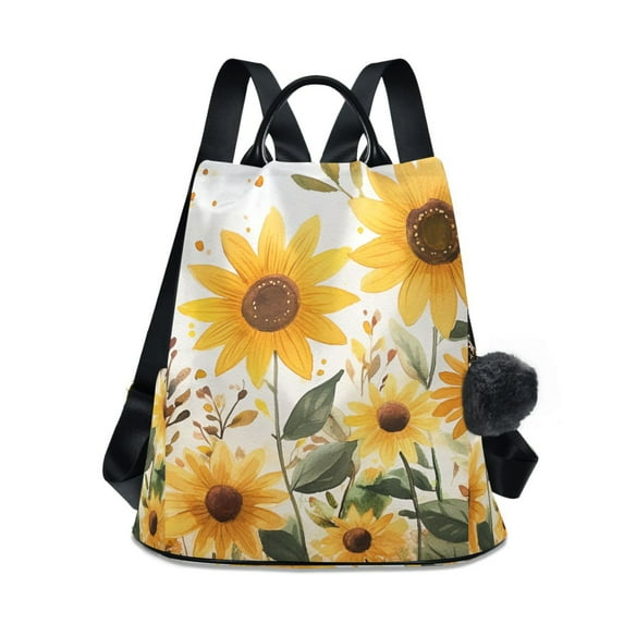 FORMRS Women's Travel Backpack Purse Anti-theft Hidden Pockets Casual Shoulder Bag, Beige Sunflowers