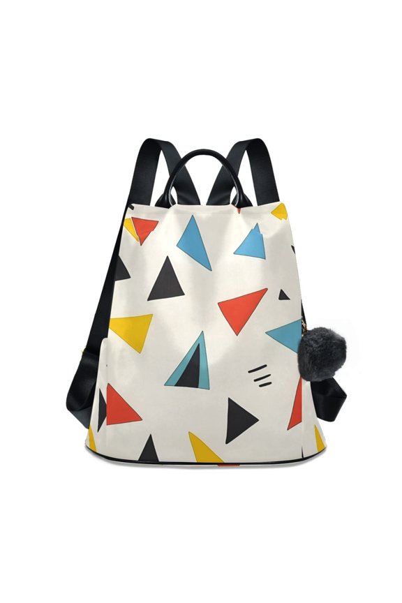 Women's Travel Backpack Purse Anti-theft Hidden Pockets Casual Shoulder Bag, Beige Triangles