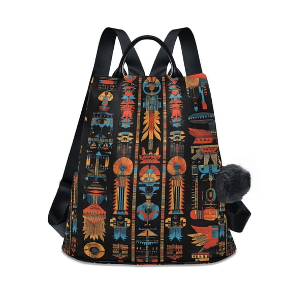 FORMRS Women's Travel Backpack Purse Anti-Theft Hidden Pockets Casual Shoulder Bag, Black Geometric