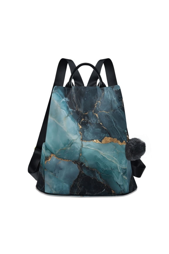 Women's Travel Backpack Purse Anti-theft Hidden Pockets Casual Shoulder Bag, Black Marble