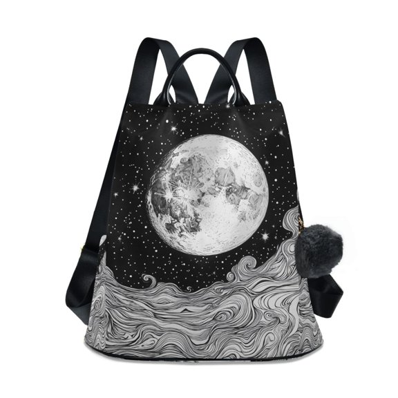 FORMRS Women's Travel Backpack Purse Anti-Theft Hidden Pockets Casual Shoulder Bag, Black Moon