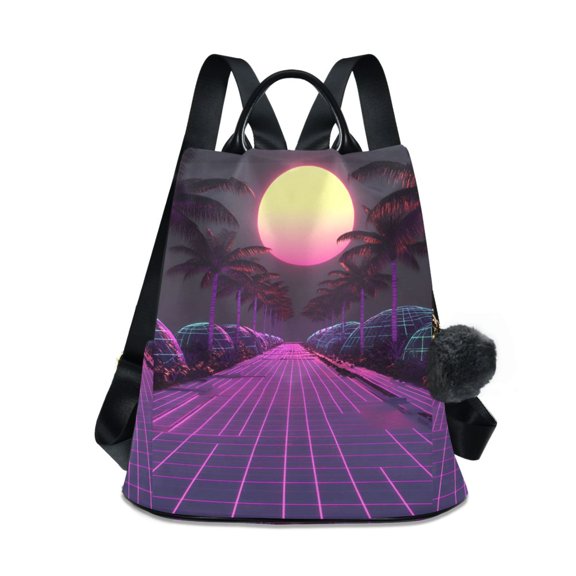 FORMRS Women's Travel Backpack Purse Anti-theft Hidden Pockets Casual Shoulder Bag, Black Neon Road