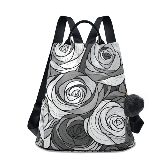 FORMRS Women's Travel Backpack Purse Anti-Theft Hidden Pockets Casual Shoulder Bag, Black Roses