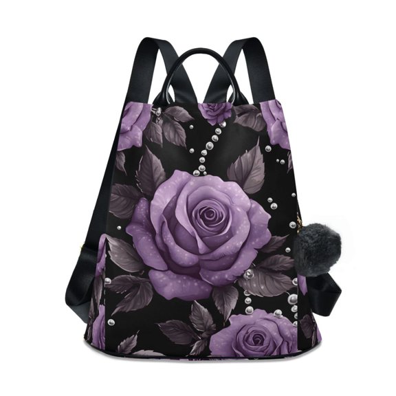 FORMRS Women's Travel Backpack Purse Anti-theft Hidden Pockets Casual Shoulder Bag, Black Roses