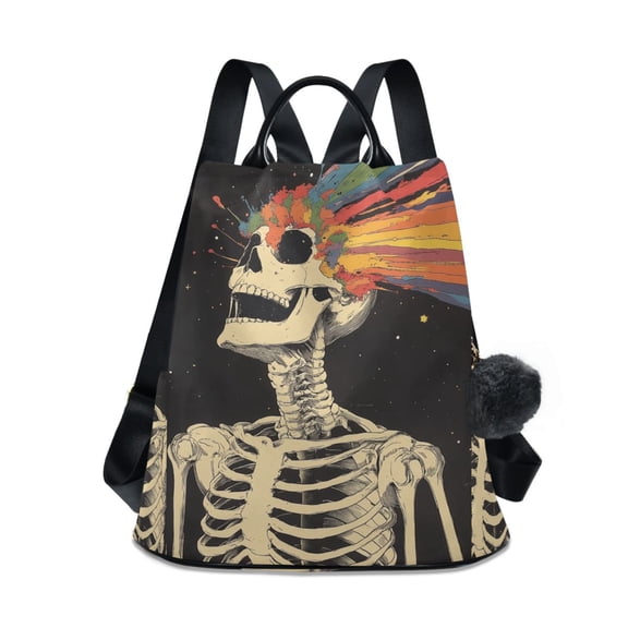 FORMRS Women's Travel Backpack Purse Anti-Theft Hidden Pockets Casual Shoulder Bag, Black Skeleton