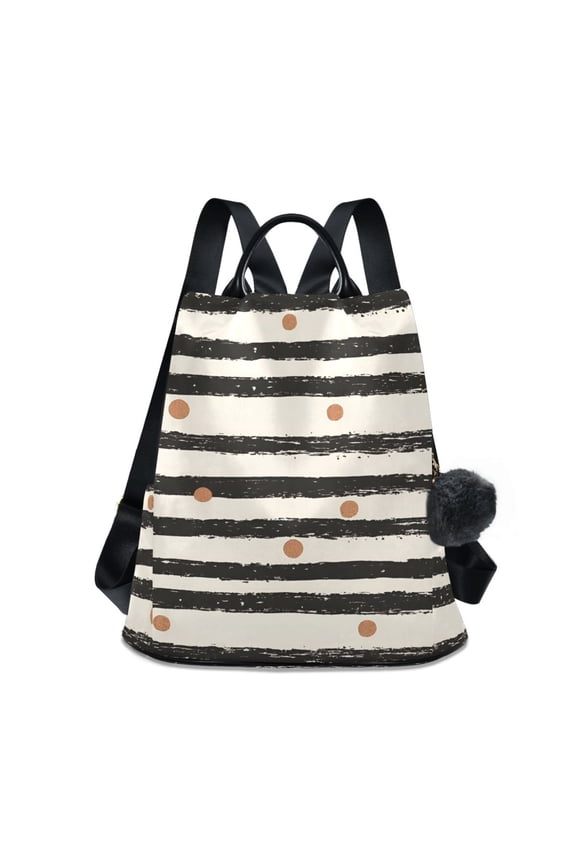 Women's Travel Backpack Purse Anti-Theft Hidden Pockets Casual Shoulder Bag, Black Stripes
