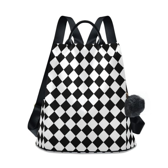 FORMRS Women's Travel Backpack Purse Anti-Theft Hidden Pockets Casual Shoulder Bag, Black and White Geometric