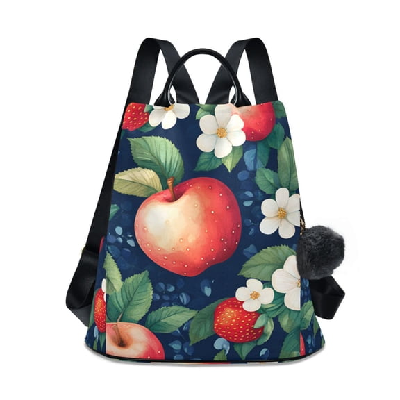 FORMRS Women's Travel Backpack Purse Anti-Theft Hidden Pockets Casual Shoulder Bag, Blue Apple Pattern