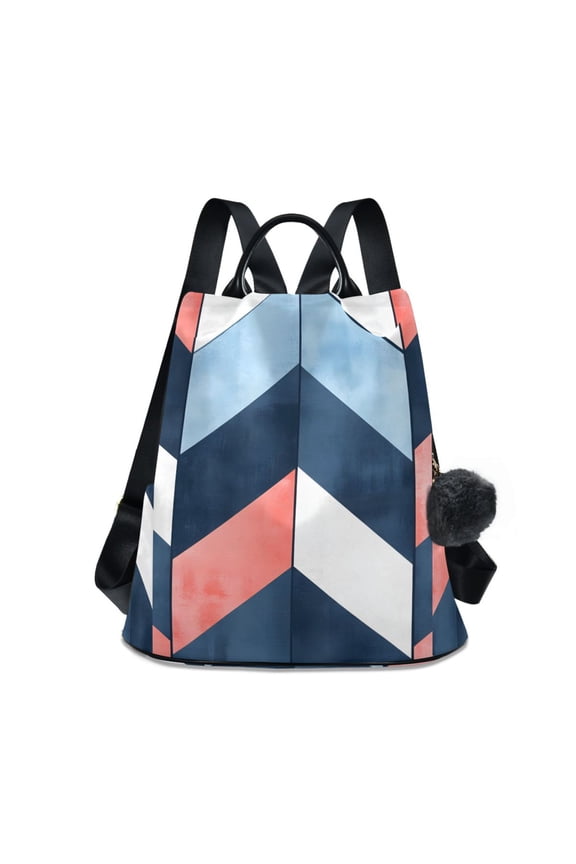 Women's Travel Backpack Purse Anti-theft Hidden Pockets Casual Shoulder Bag, Blue Geometric