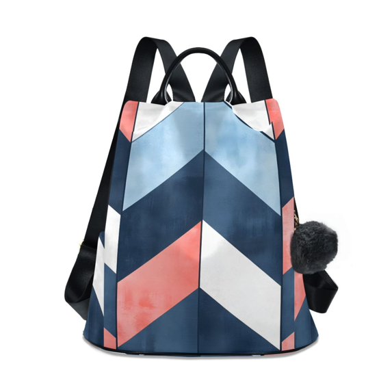 FORMRS Women's Travel Backpack Purse Anti-Theft Hidden Pockets Casual Shoulder Bag, Blue Geometric