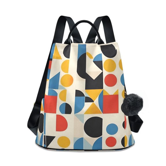 FORMRS Women's Travel Backpack Purse Anti-theft Hidden Pockets Casual Shoulder Bag, Blue Geometric