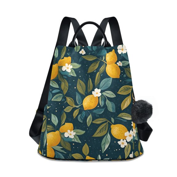 FORMRS Women's Travel Backpack Purse Anti-Theft Hidden Pockets Casual Shoulder Bag, Blue Lemons