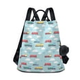 thumbnail image 1 of FORMRS Women's Travel Backpack Purse Anti-Theft Hidden Pockets Casual Shoulder Bag, Blue Trains Pattern, 1 of 7