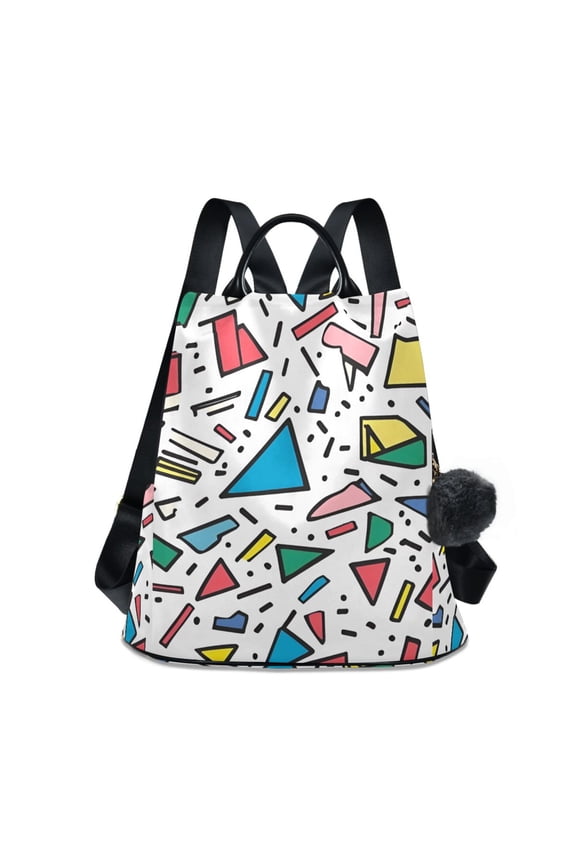 Women's Travel Backpack Purse Anti-theft Hidden Pockets Casual Shoulder Bag, Blue Triangles