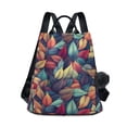 thumbnail image 1 of FORMRS Women's Travel Backpack Purse Anti-Theft Hidden Pockets Casual Shoulder Bag, Blue Vibrant Leaves Pattern, 1 of 7