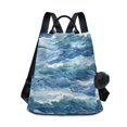 thumbnail image 1 of FORMRS Women's Travel Backpack Purse Anti-Theft Hidden Pockets Casual Shoulder Bag, Blue Watercolor Ocean Waves, 1 of 7