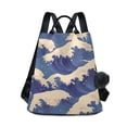 thumbnail image 1 of FORMRS Women's Travel Backpack Purse Anti-Theft Hidden Pockets Casual Shoulder Bag, Blue Wave Pattern, 1 of 7