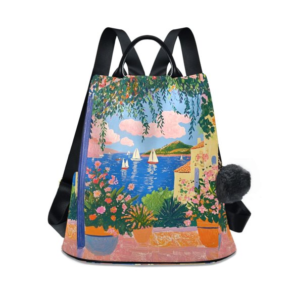 FORMRS Women's Travel Backpack Purse Anti-theft Hidden Pockets Casual Shoulder Bag, Blue Window