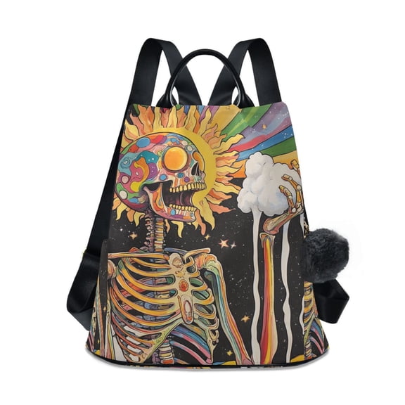 FORMRS Women's Travel Backpack Purse Anti-Theft Hidden Pockets Casual Shoulder Bag, Bright Skeleton