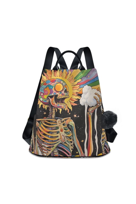Women's Travel Backpack Purse Anti-theft Hidden Pockets Casual Shoulder Bag, Bright Skeleton