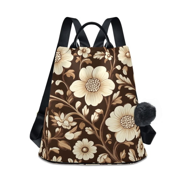 FORMRS Women's Travel Backpack Purse Anti-theft Hidden Pockets Casual Shoulder Bag, Brown Floral