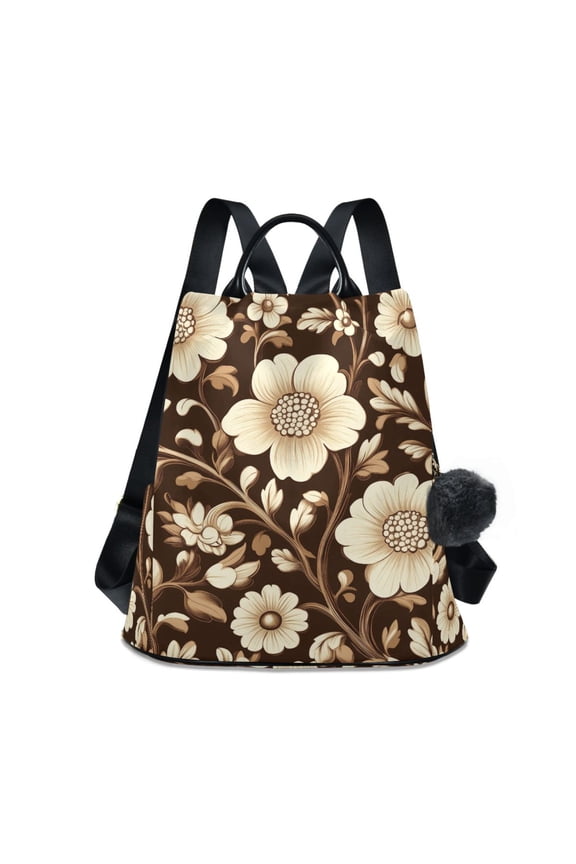 Women's Travel Backpack Purse Anti-theft Hidden Pockets Casual Shoulder Bag, Brown Floral