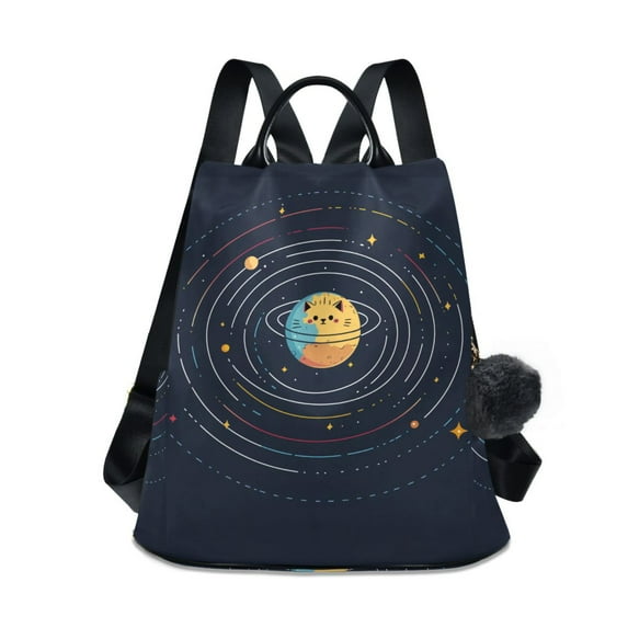FORMRS Women's Travel Backpack Purse Anti-Theft Hidden Pockets Casual Shoulder Bag, Cat Planet